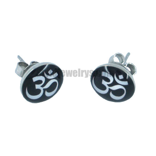 Stainless steel jewelry earring Enamel Tibetan Buddhism OH earring SJE370005 - Click Image to Close